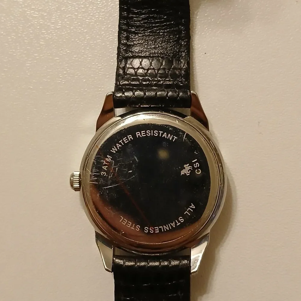 Gallaudet CSI Women's Silver Tone Dial Swiss Black Leather Band Watch WR 3ATM - Picture 3 of 12